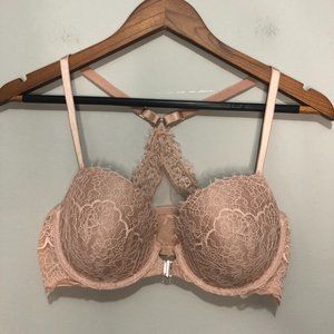 Victoria's Secret Lightly Lined Underwire Bra w/ Racer Back Lace Taupe 34D